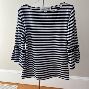 Sara Campbell Striped Ruffle Sleeve Top